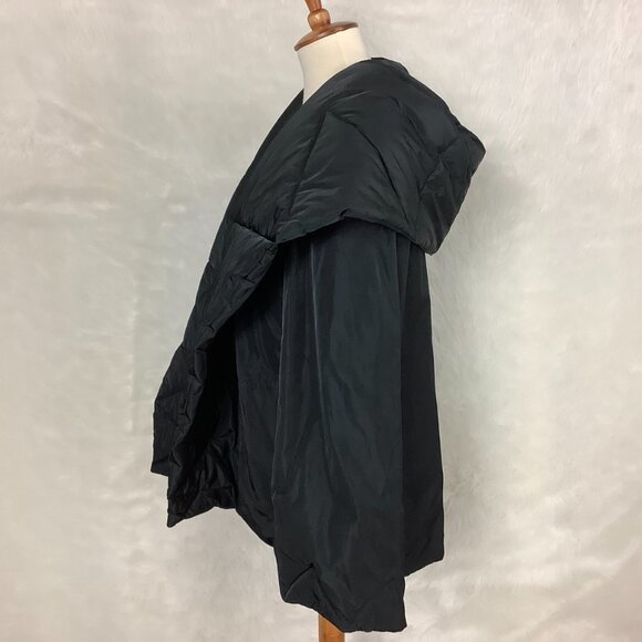 Planet by Lauren G Black Quilted Nylon Open Front Puffer Jacket S/M 1 - Picture 3 of 8